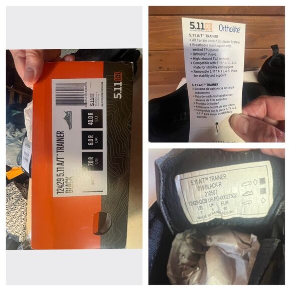 5.11 Tactical Mens A.T tm Trainer work Shoes Sz 7 Black NWB - Picture 8 of 8